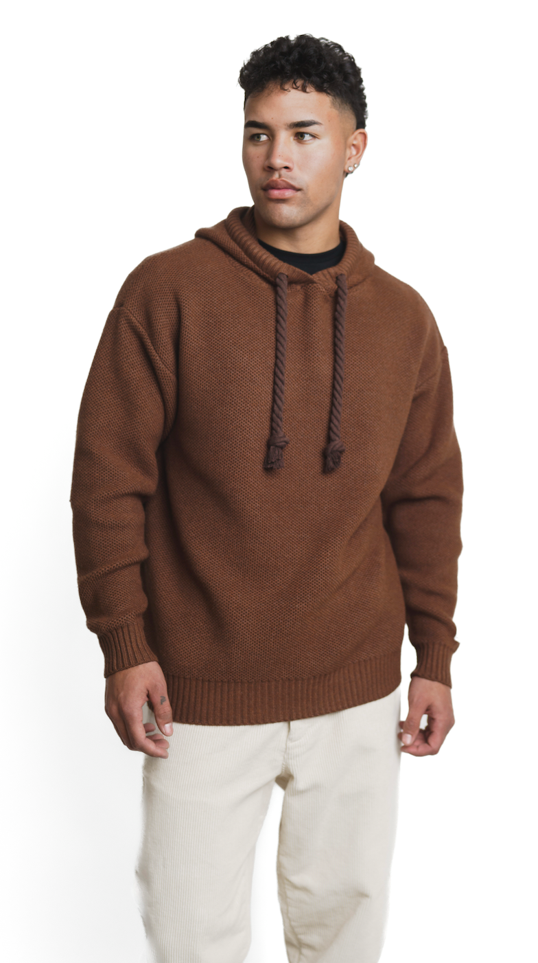 Lodge Knit Hoodie - Chestnut Brown