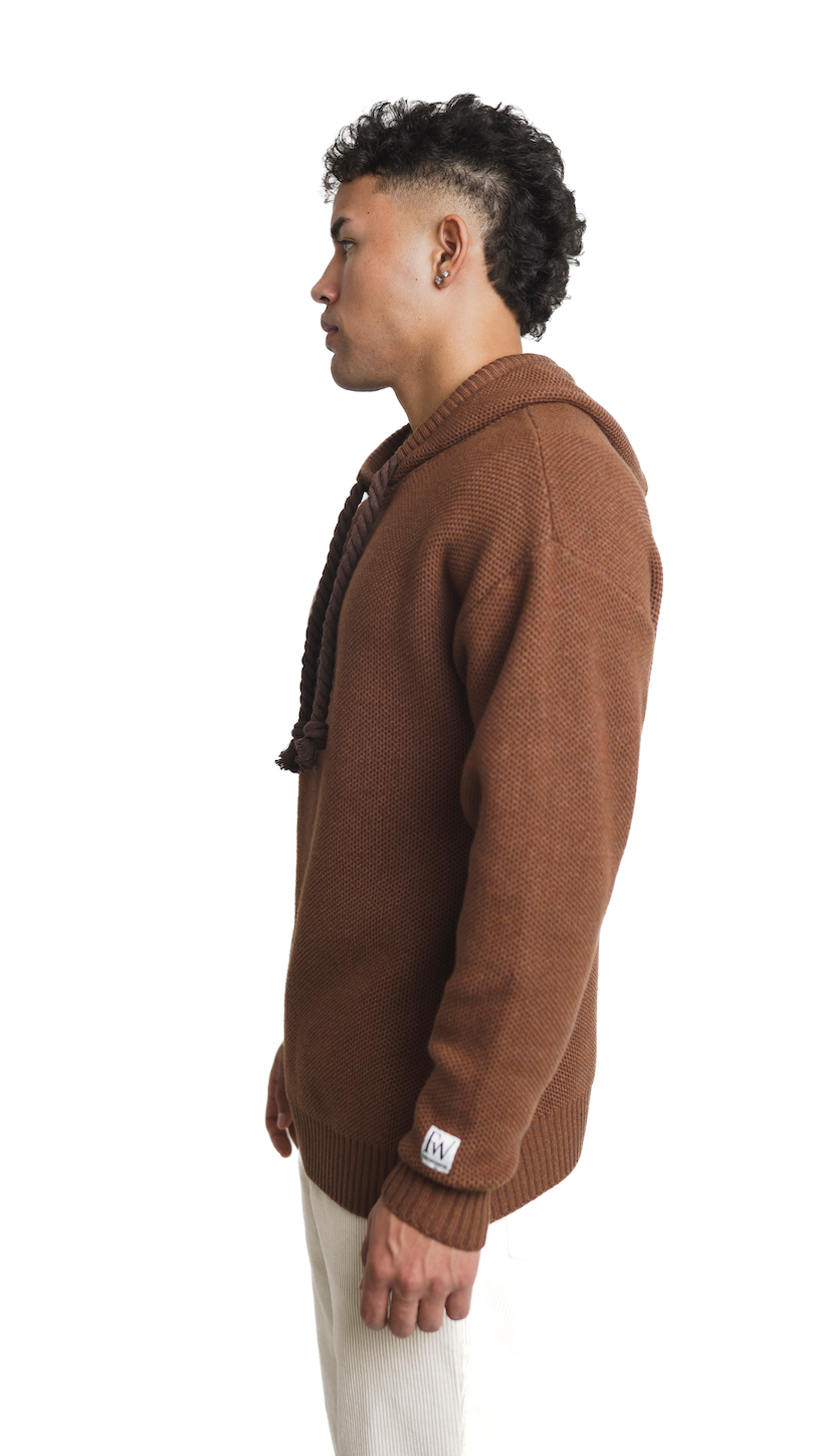 Lodge Knit Hoodie - Chestnut Brown-3