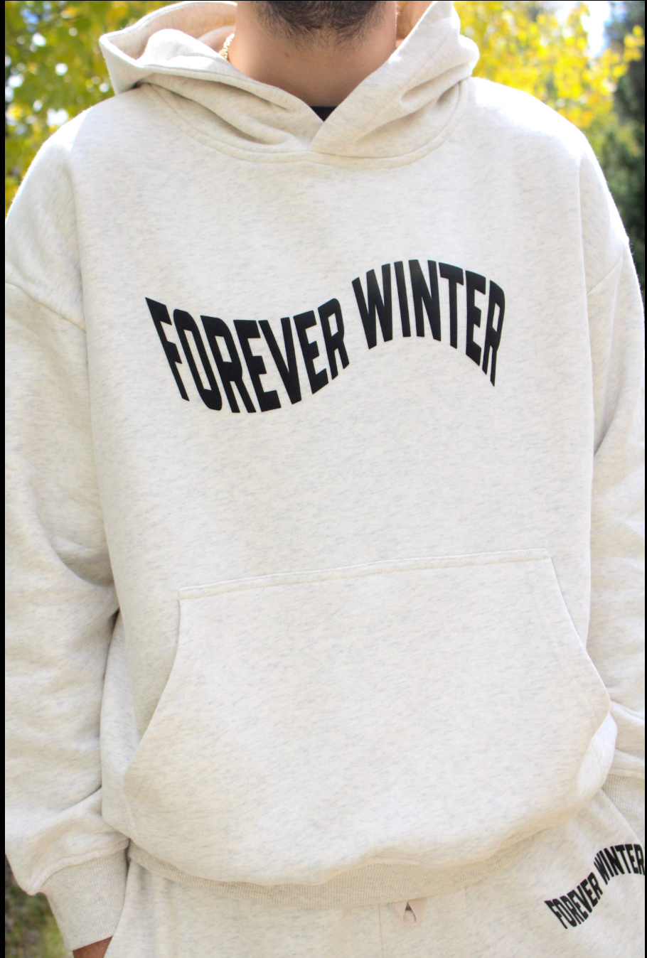 Forever Ease Hoodie – relaxed fit cotton hoodie with wavy Forever Winter chest logo, view 12