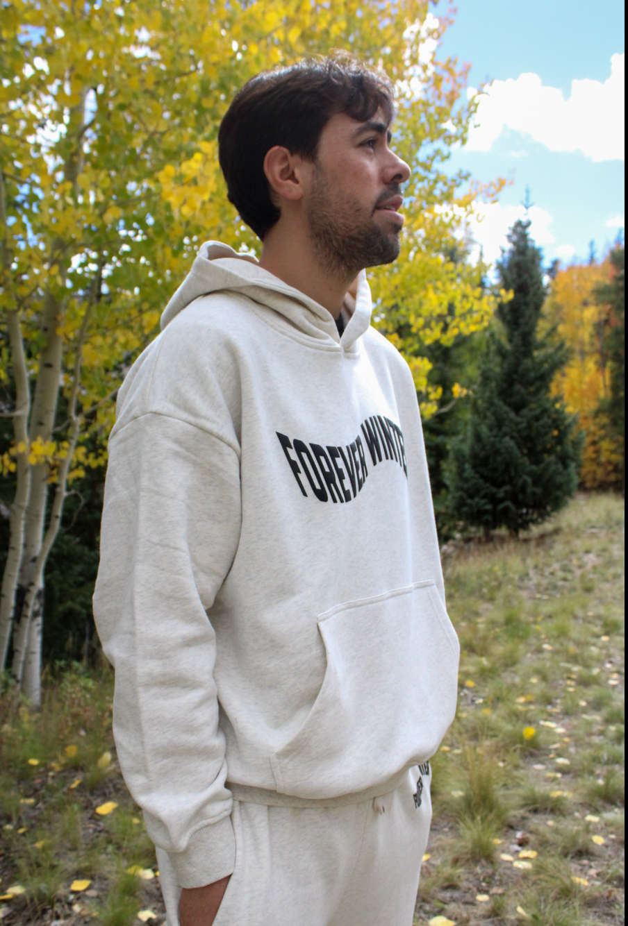 Forever Ease Hoodie – relaxed fit cotton hoodie with wavy Forever Winter chest logo, view 13