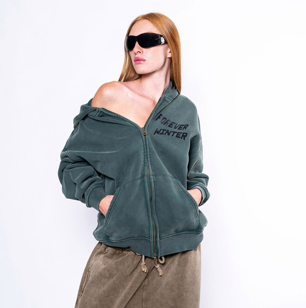 FW Heavy Full Zip Hoodie Forest Green - Image 2