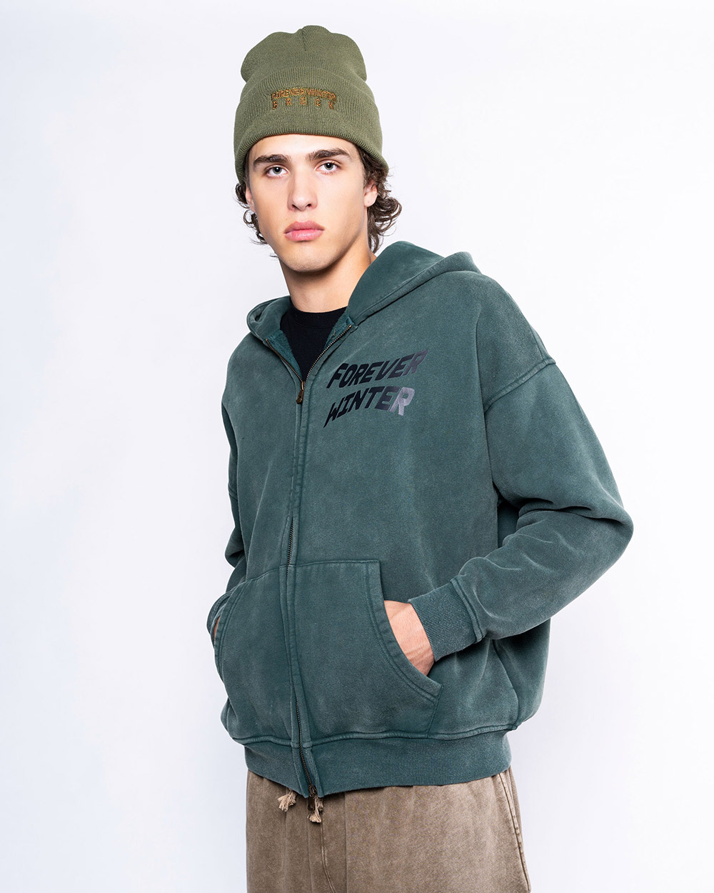 FW Heavy Full Zip Hoodie Forest Green - Image 6