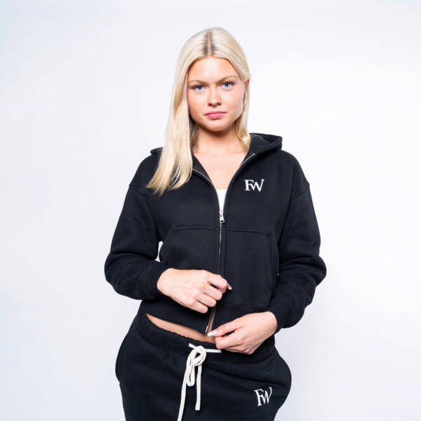 Forever Winter CroppedFull Zip Hoodie Black